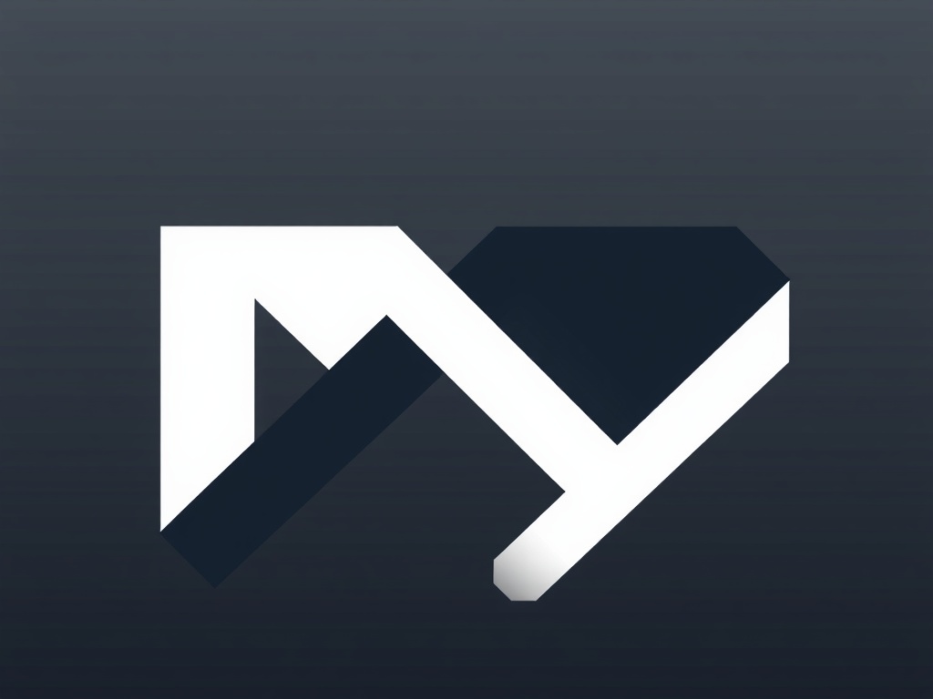 Abstract geometric symbol combining a stylized 'M' and a diagonal line, modern, premium, flat vector style, dark grey background